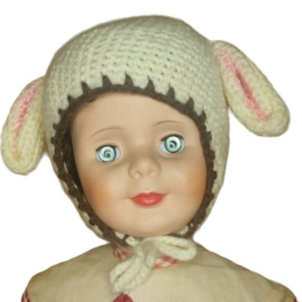 Baby Hat Handmade Crocheted Bonnet with Sheep Ears